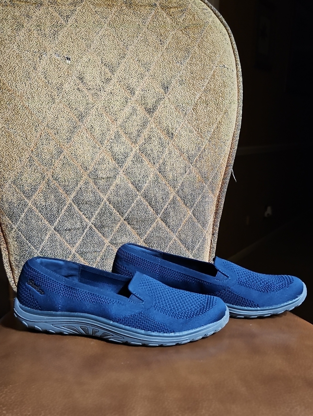 Skechers Relaxed Fit Reggae Fest Slip On Sneakers Flats Walking Shoes Navy Blue